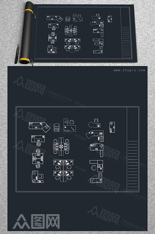 常用CAD精选办公桌电脑桌图库