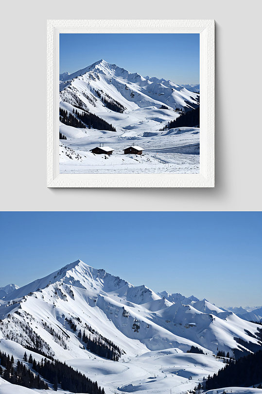 白雪山自然风景自然风光摄影图