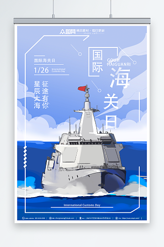 蓝天国际海关日海报