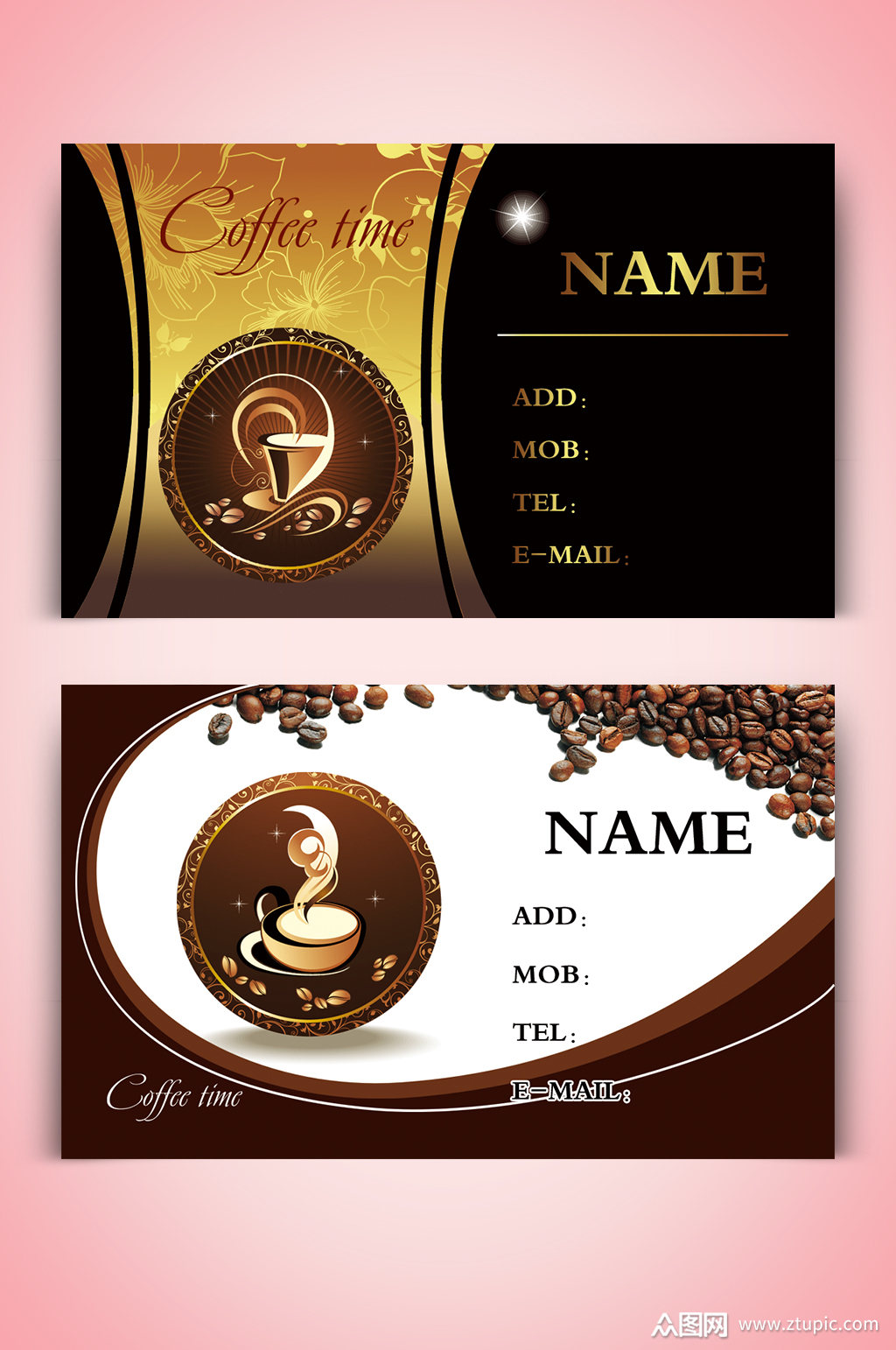黑色经典咖啡名片模板下载-编号393837-众图网
