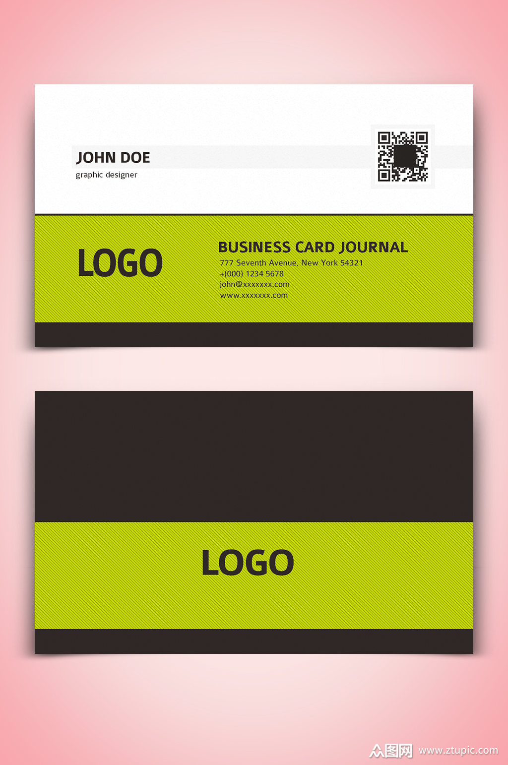 绿黑大气时尚名片素材