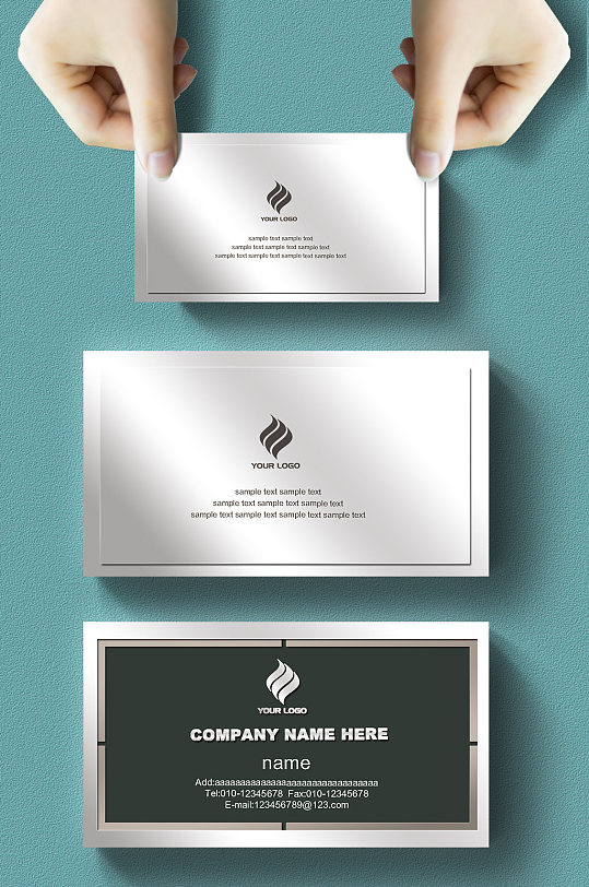 银色高端名片图片-银色高端名片设计素材-银色高端名片模板下载