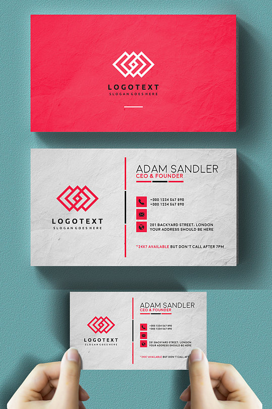 红色高端名片图片-红色高端名片设计素材-红色高端名片模板下载