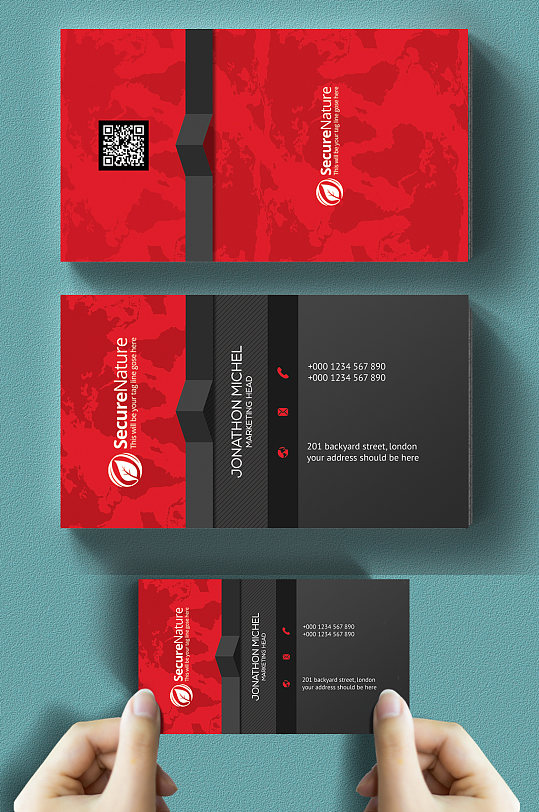 红黑高端大气商务名片