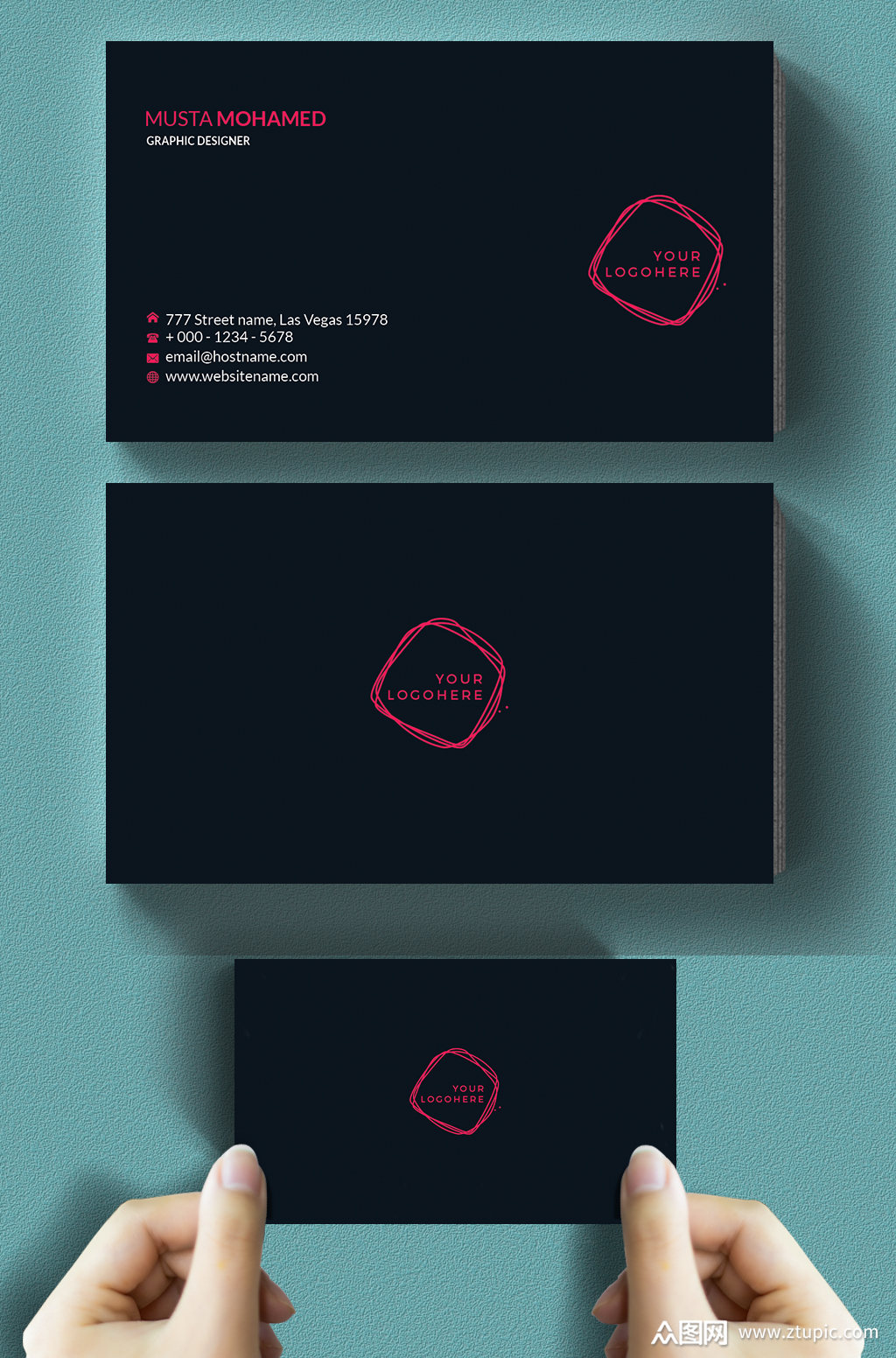 黑色高端大气商务名片模板下载-编号816815-众图网