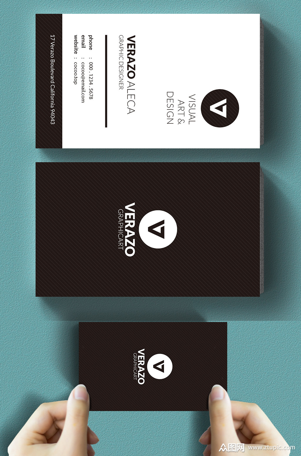 黑白简约高端大气商务名片模板下载-编号816711-众图网