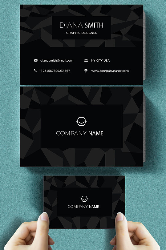黑色晶格名片图片-黑色晶格名片设计素材-黑色晶格名片模板下载