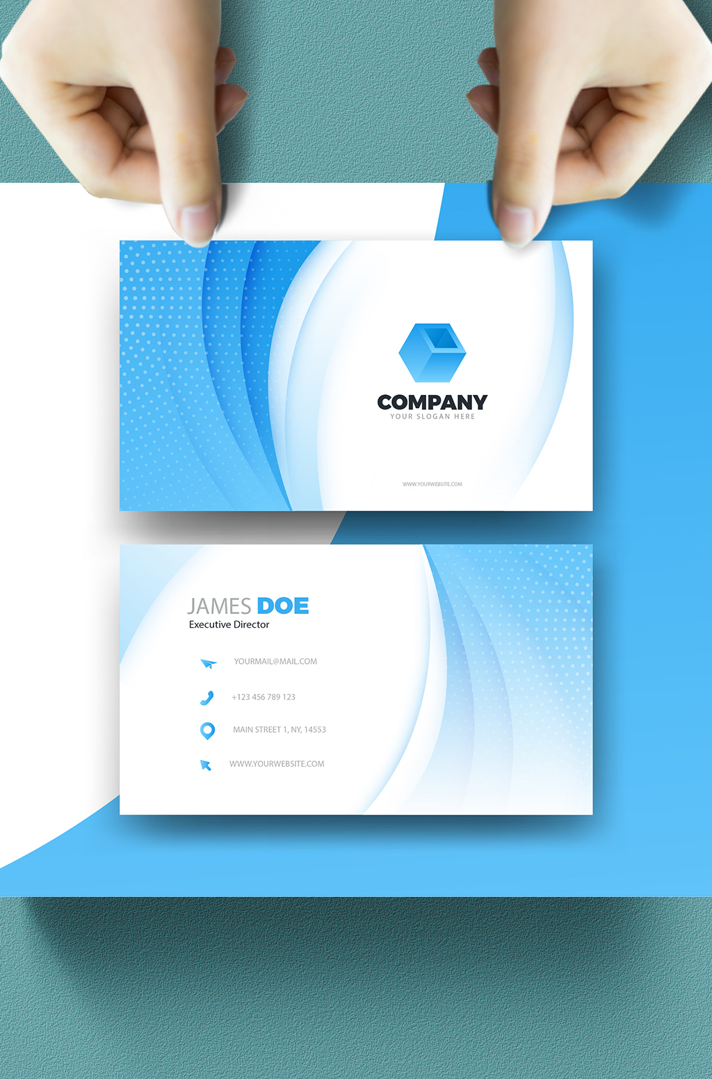 蓝色渐变高端大气商务名片模板下载-编号894903-众图网