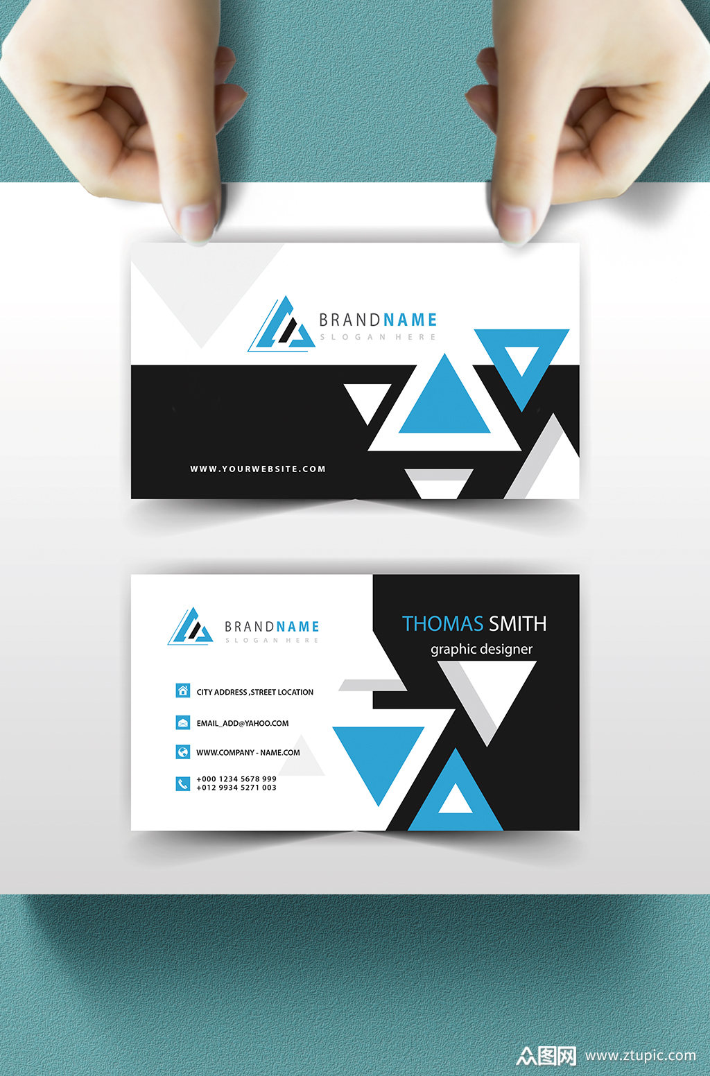 三角形高端大气商务名片