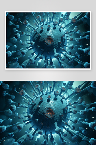 艾滋病病毒细胞插画