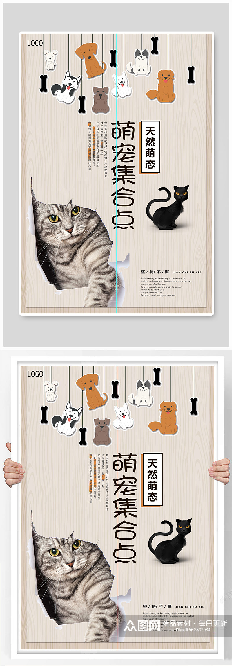 萌宠宠物海报宣传设计海报素材