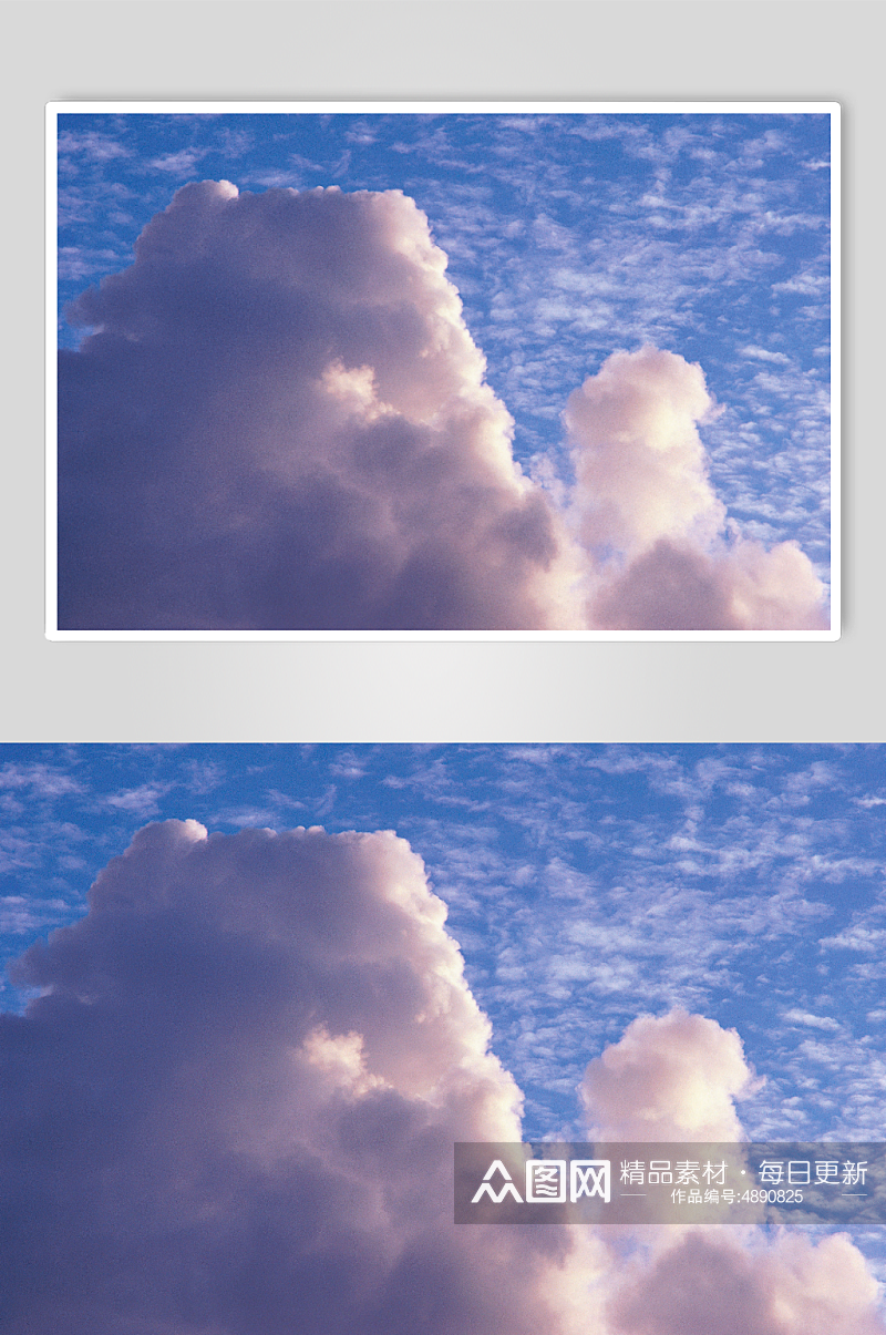 蓝色天空云朵云层上方图片素材