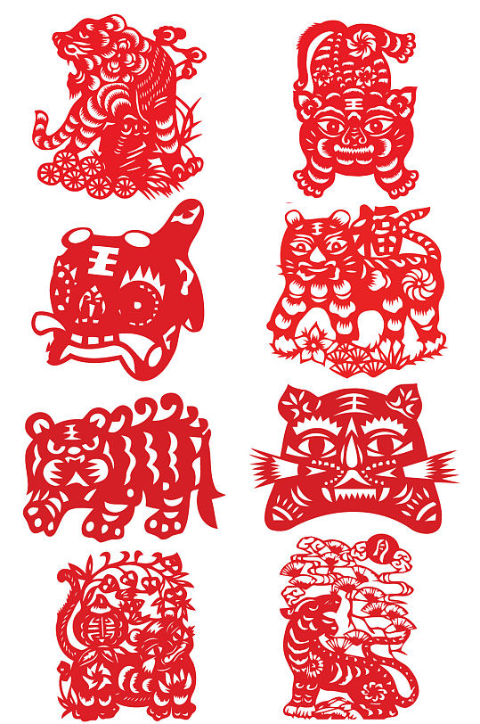 中国传统剪纸老虎