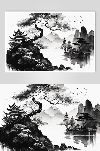 高档山水画新中式古典水墨画