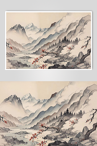 新中式水墨山水画