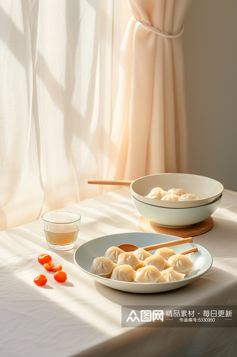 美食静物饺子馄饨图片素材