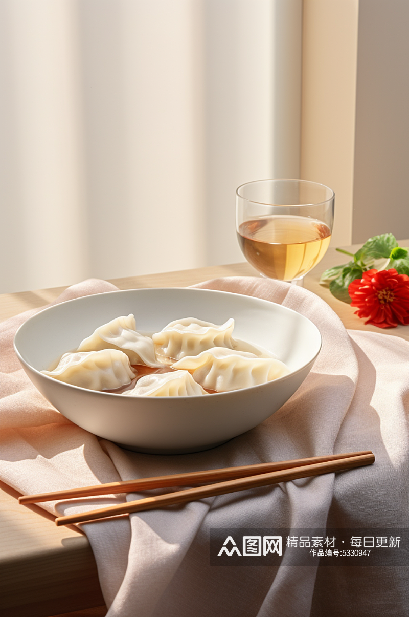 美食静物饺子馄饨图片素材