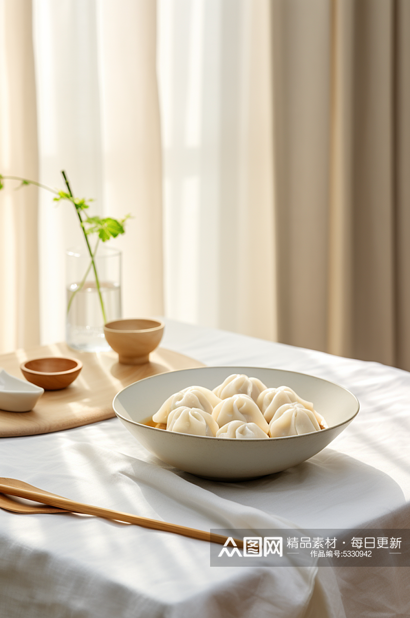 美食静物饺子馄饨图片素材