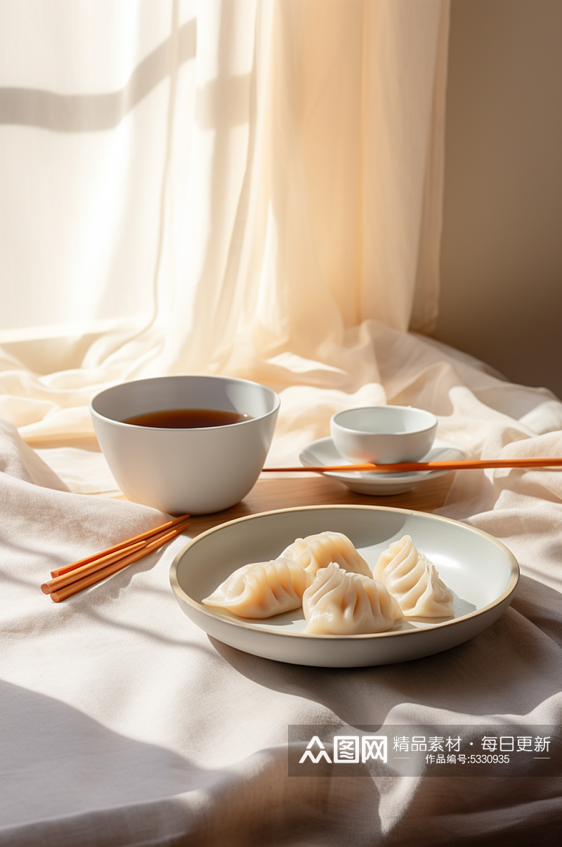 美食静物饺子馄饨图片素材