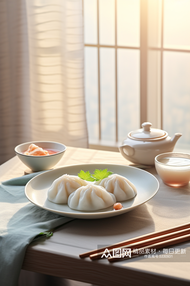 美食静物饺子馄饨图片素材