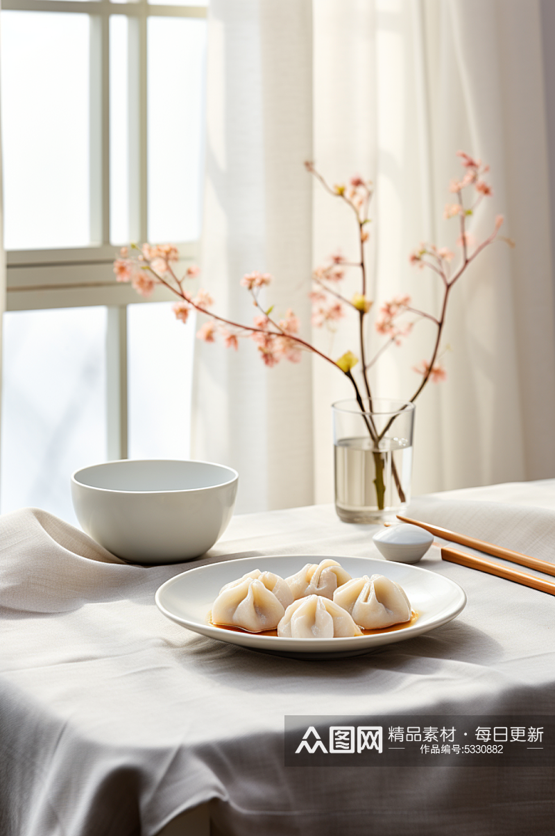 美食静物饺子馄饨图片素材