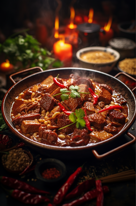 餐饮美食红烧牛肉火锅创意图片-众图网