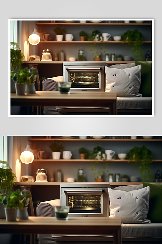 小烤箱家用电器家居创意场景背景图