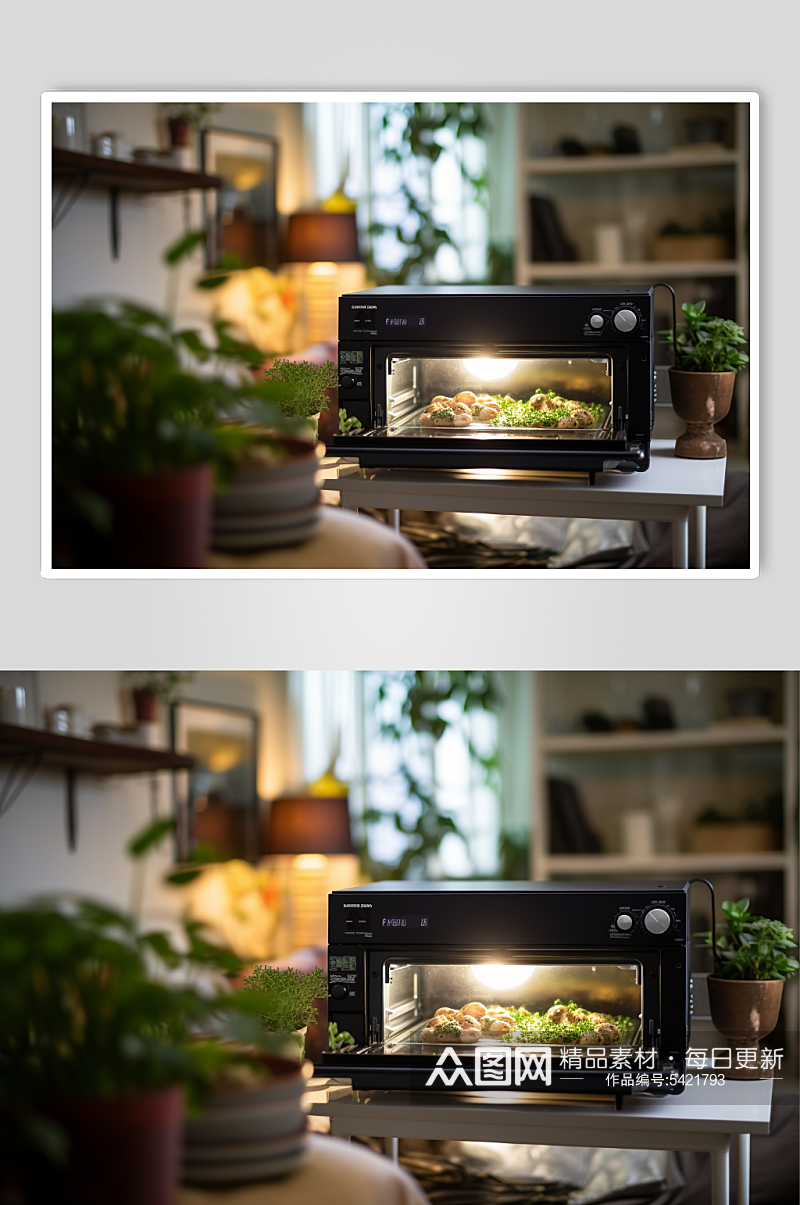 小烤箱家用电器家居创意场景背景图素材