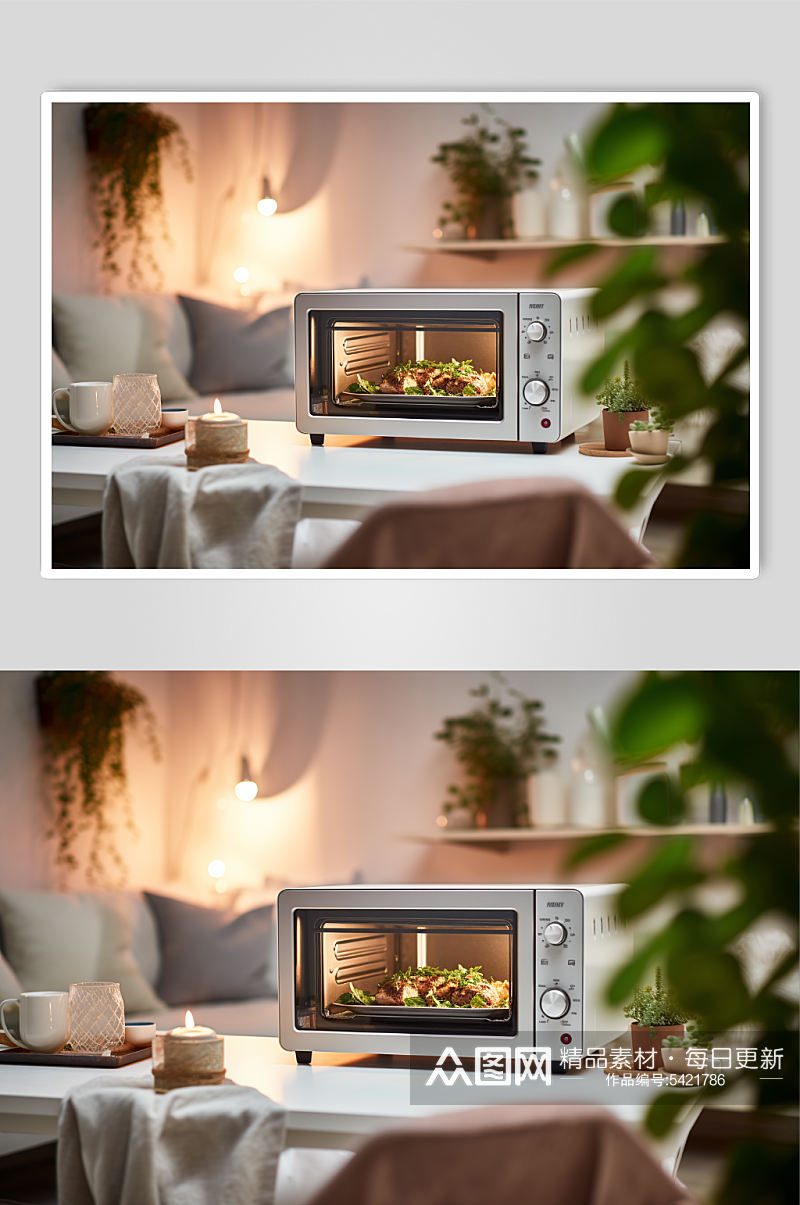 小烤箱家用电器家居创意场景背景图素材