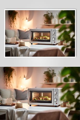小烤箱家用电器家居创意场景背景图