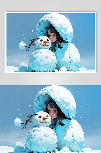雪人女孩动画创意图片