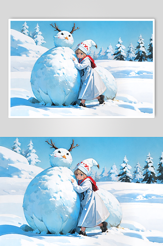 雪人女孩动画创意图片
