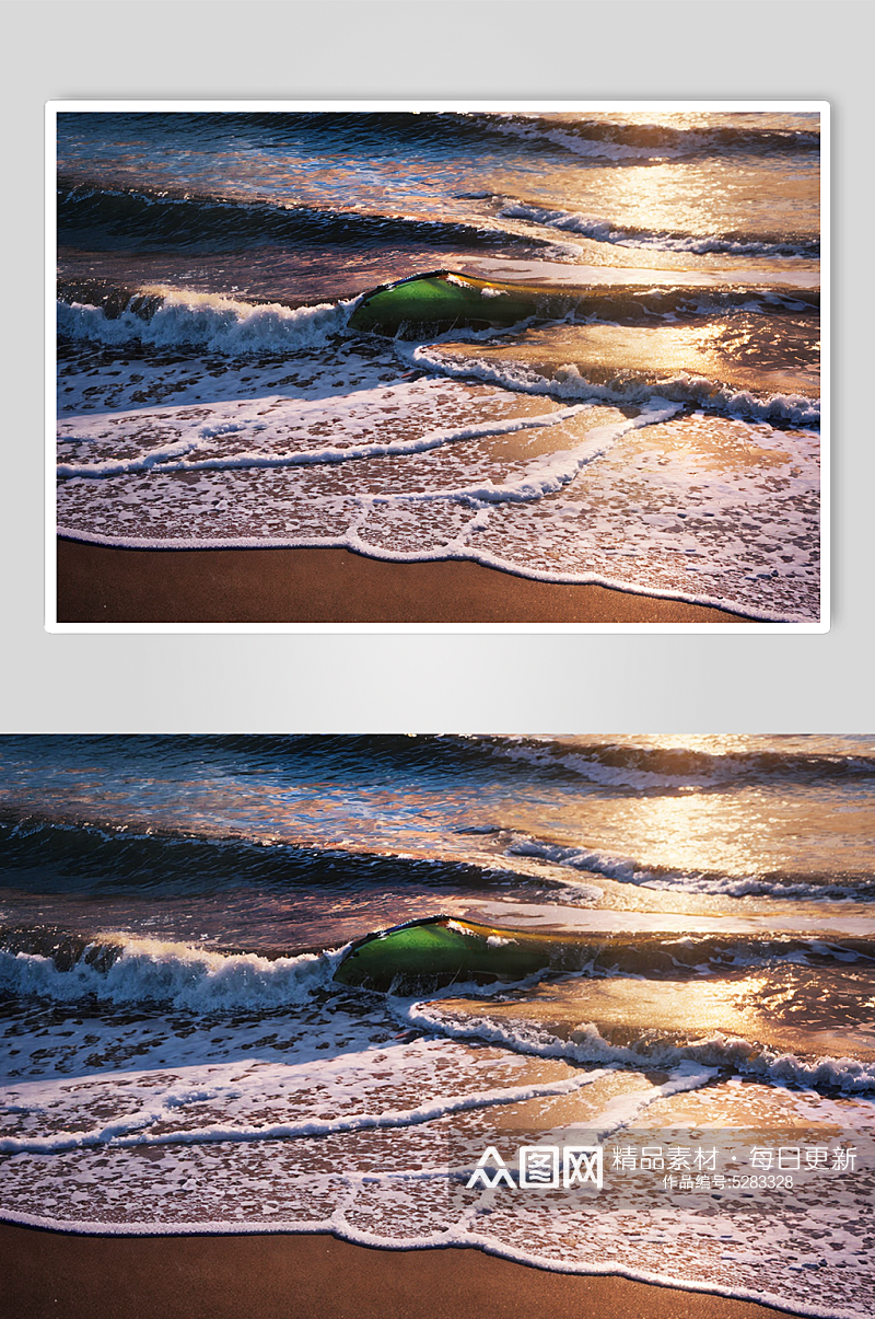 数字艺术落日余晖沙滩摄影图素材