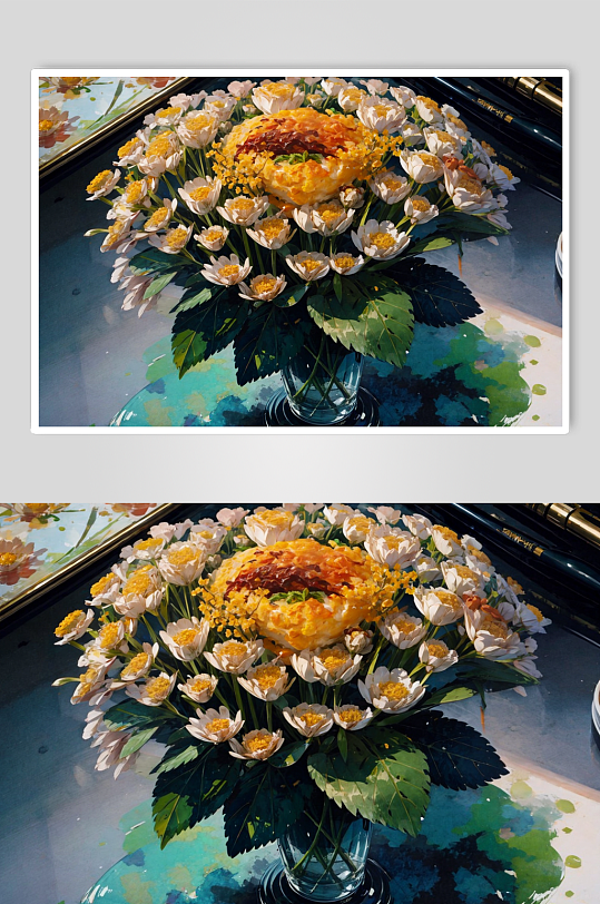 数字艺术油画水彩菊花图片