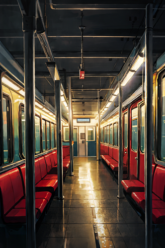 数字艺术地铁车厢创意摄影图片