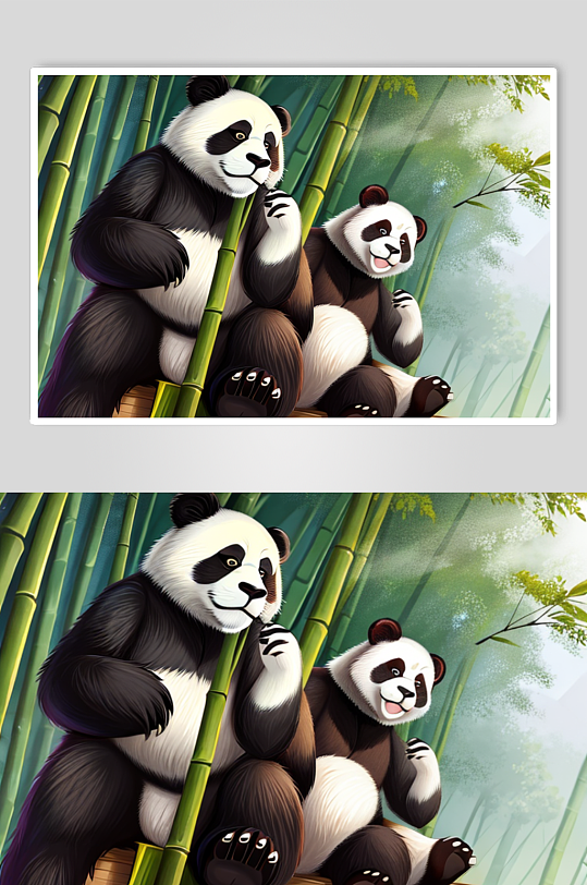 熊猫吃竹子AI图片