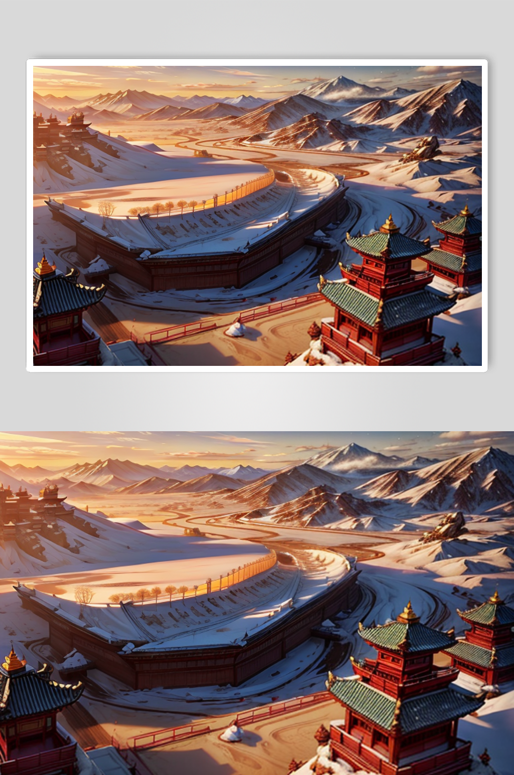 雪中风景插画图片素材