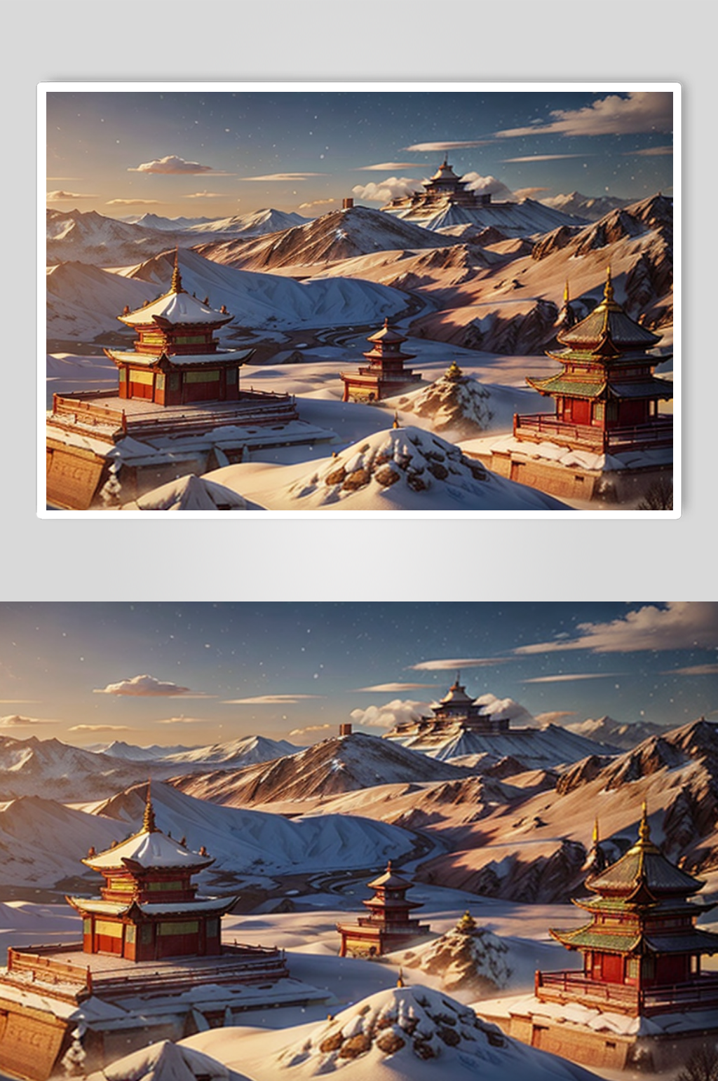 雪中风景插画图片素材