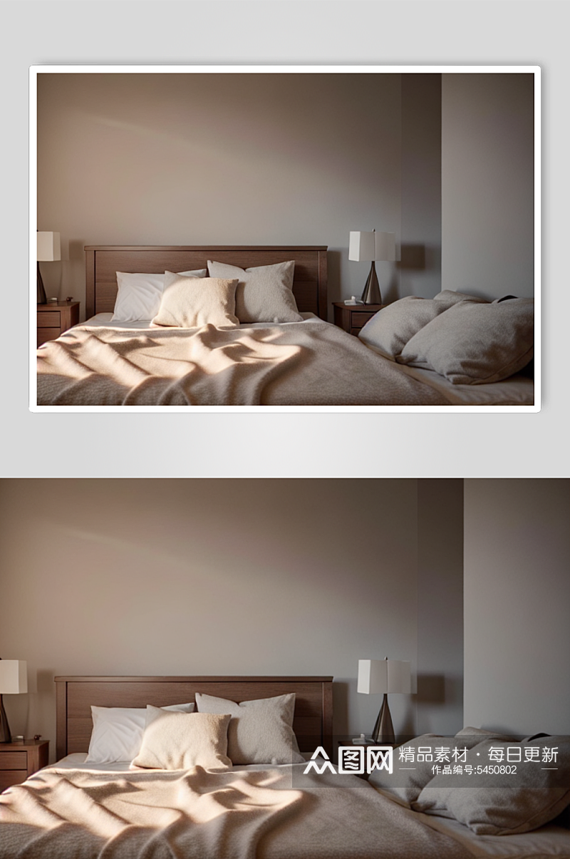 数字艺术北欧风卧室摄影图素材