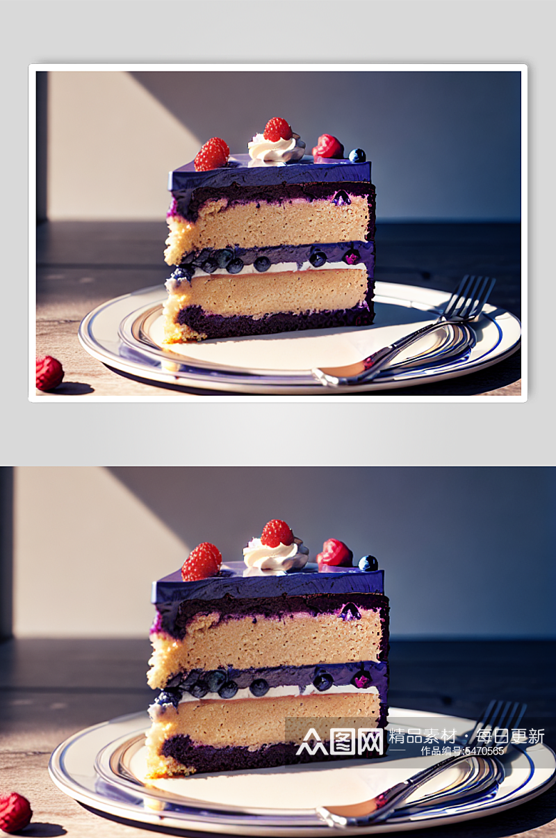 数字艺术蓝莓慕斯蛋糕素材