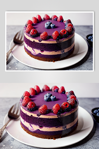 数字艺术蓝莓慕斯蛋糕