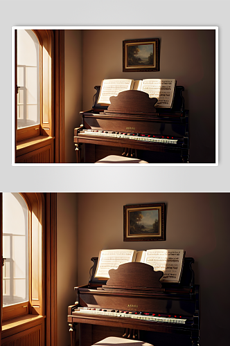数字艺术窗边钢琴