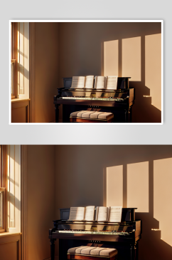数字艺术窗边钢琴