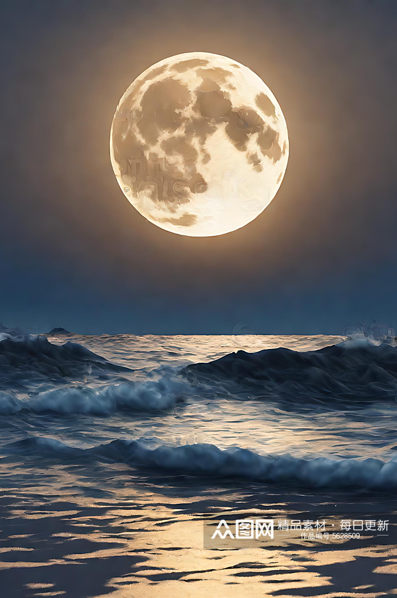 海上升明月数字艺术图片素材