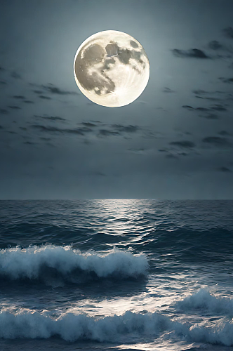 海上升明月数字艺术图片