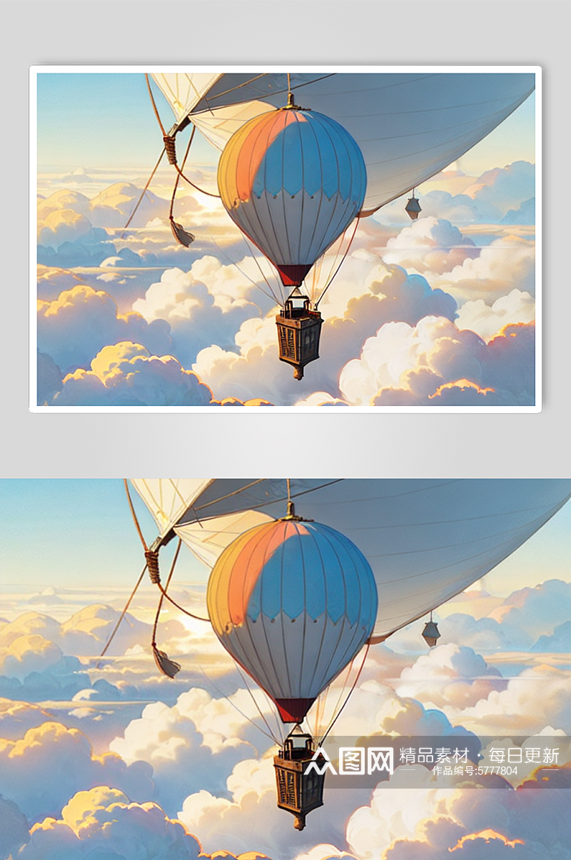 数字艺术卡通风热气球图片素材