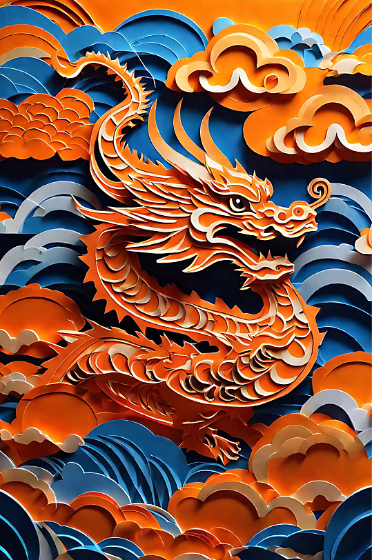 数字艺术祥龙剪纸