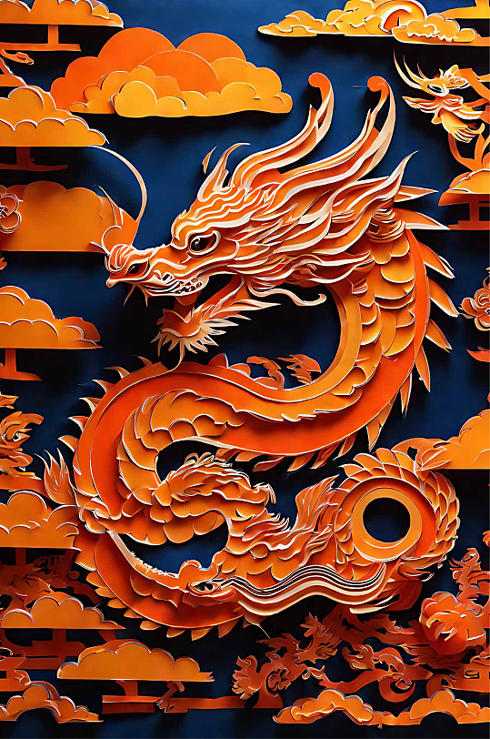 数字艺术祥龙剪纸