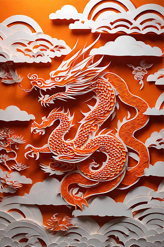 数字艺术祥龙剪纸