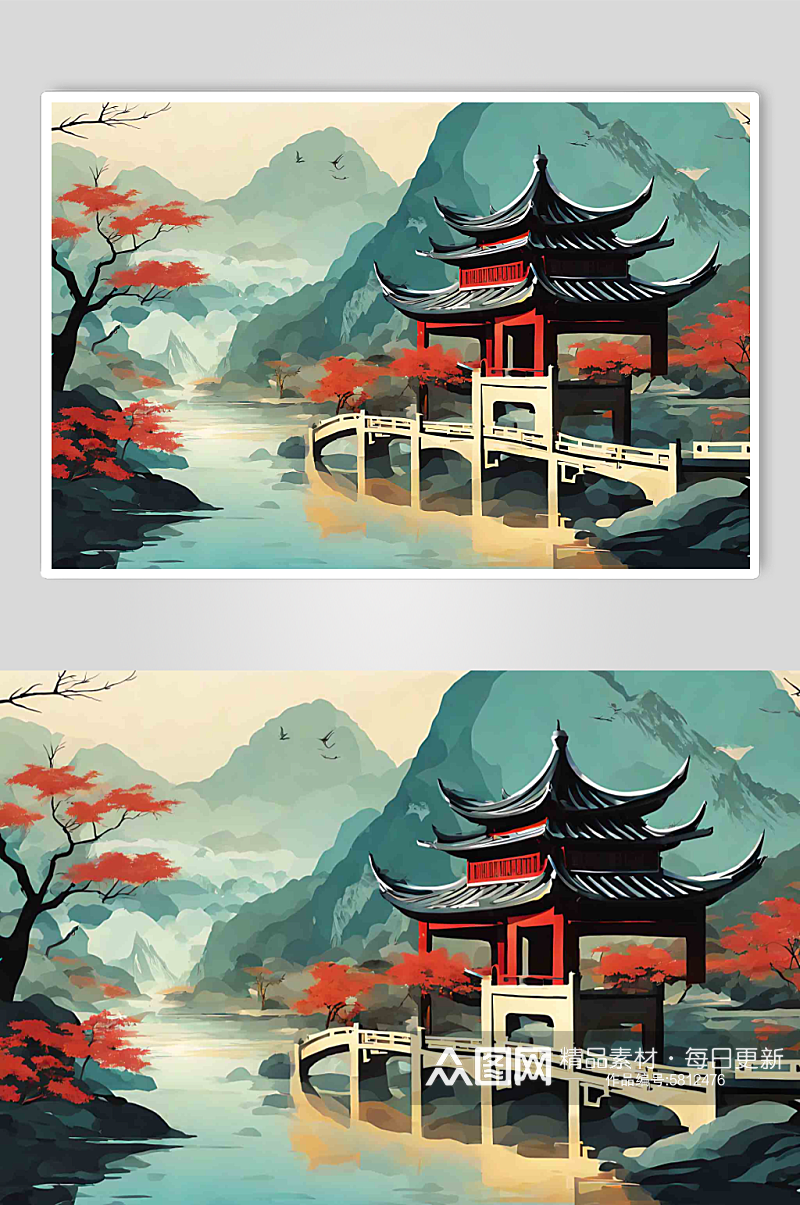 中国风古典山水数字艺术素材